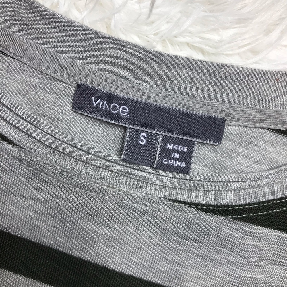 Vince || NWOT Gray Green Stripes Crew Shirt - Picture 6 of 6
